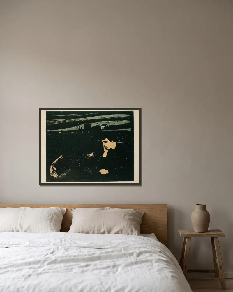 Melancholie III, Edvard Munch v rámu na stěně