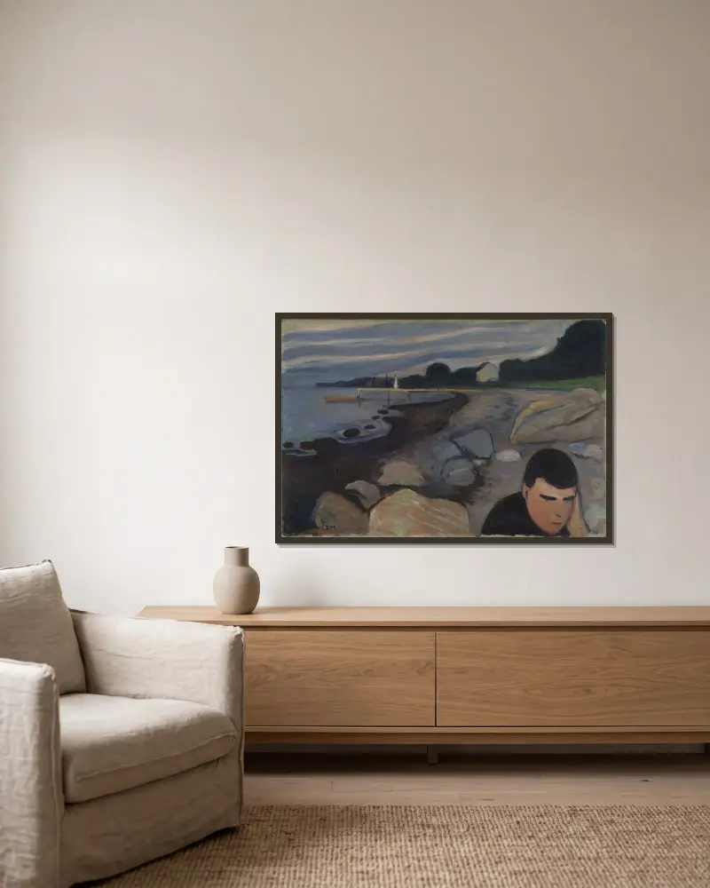Melancholy, Edvard Munch v rámu na stěně