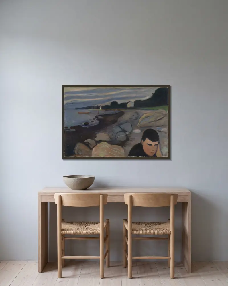 Melancholy, Edvard Munch v rámu na stěně