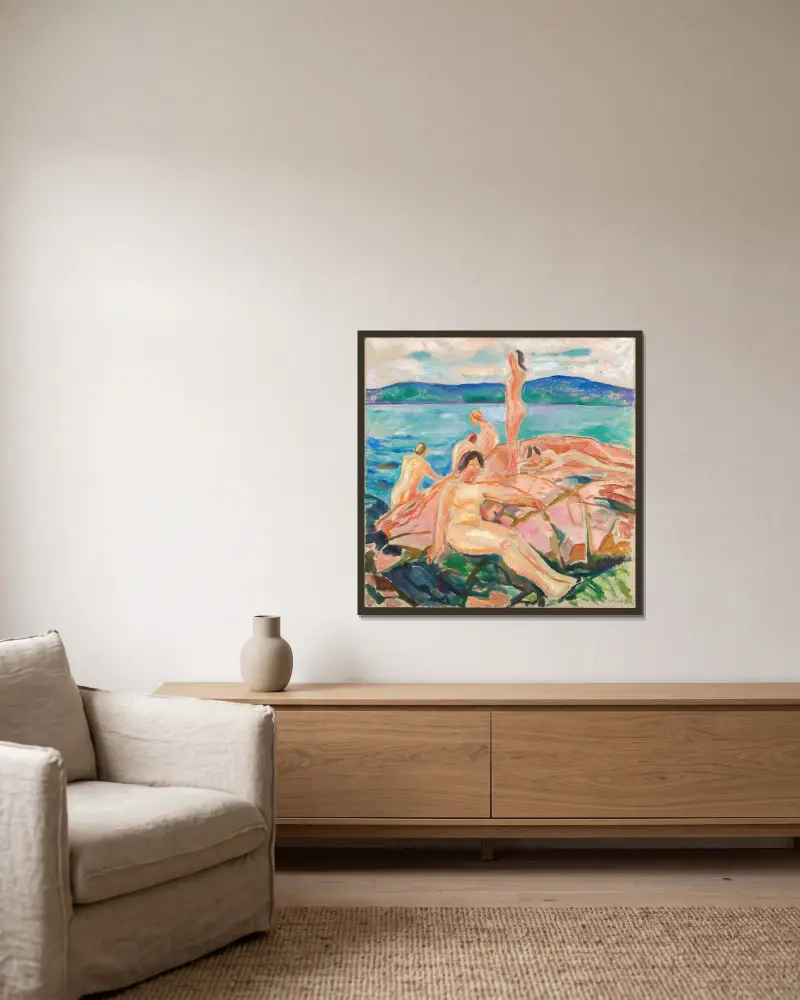 Mittsommer von Edvard Munch gerahmt an einer Wand