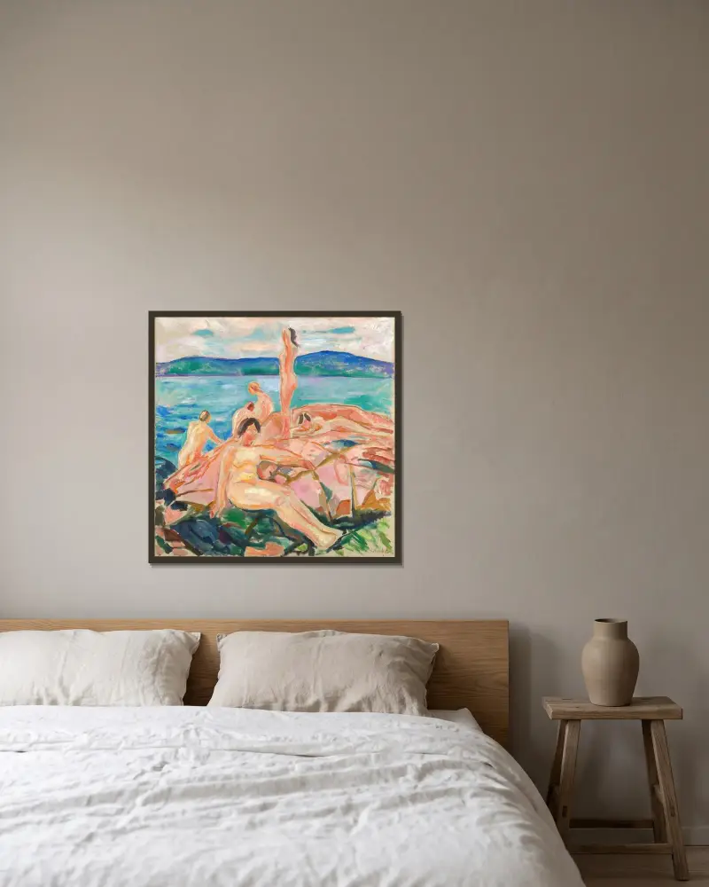Mittsommer von Edvard Munch gerahmt an einer Wand