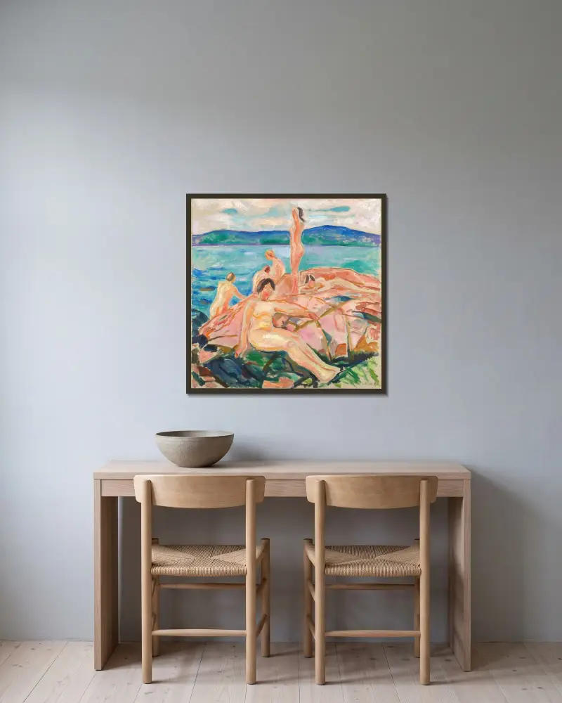 Mittsommer von Edvard Munch gerahmt an einer Wand