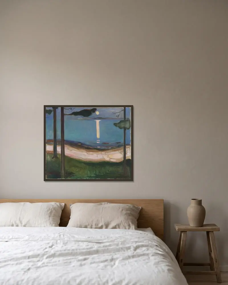 Měsíční svit, 1895, Edvard Munch v rámu na stěně