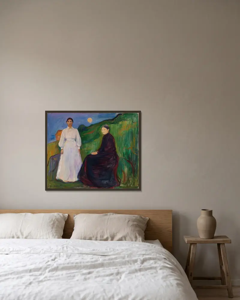 Mutter und Tochter von Edvard Munch gerahmt an einer Wand