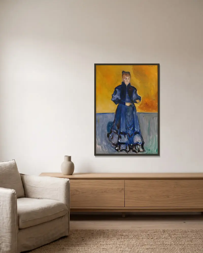 Portrait of Mrs. Förster-Nietzsche av Edvard Munch inramad på en vägg