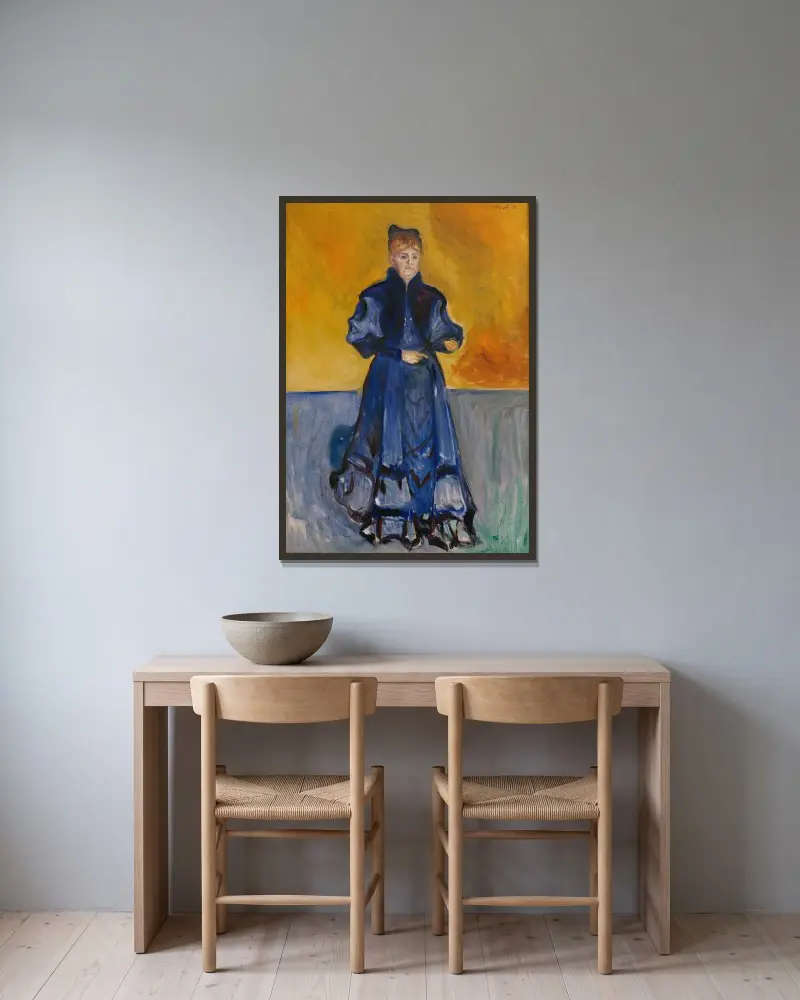 Portrait of Mrs. Förster-Nietzsche av Edvard Munch inramad på en vägg