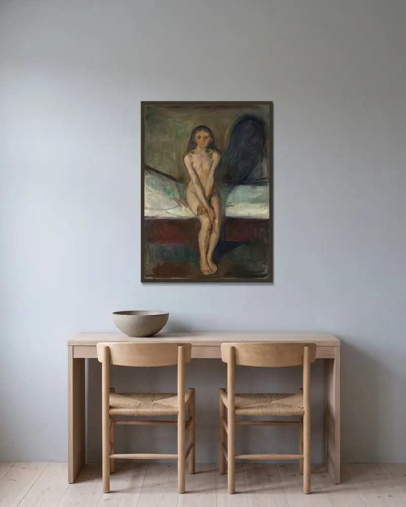 Puberta, 1894, Edvard Munch v rámu na stěně