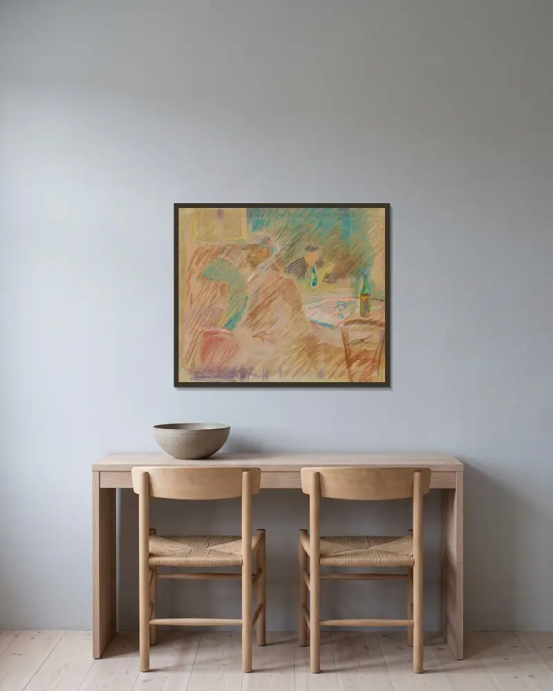 Restaurantszene von Edvard Munch gerahmt an einer Wand