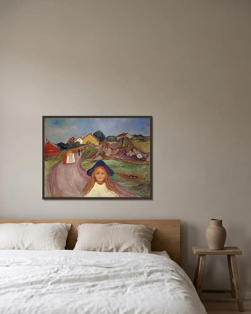 Straße in Åsgårdstrand von Edvard Munch gerahmt an einer Wand