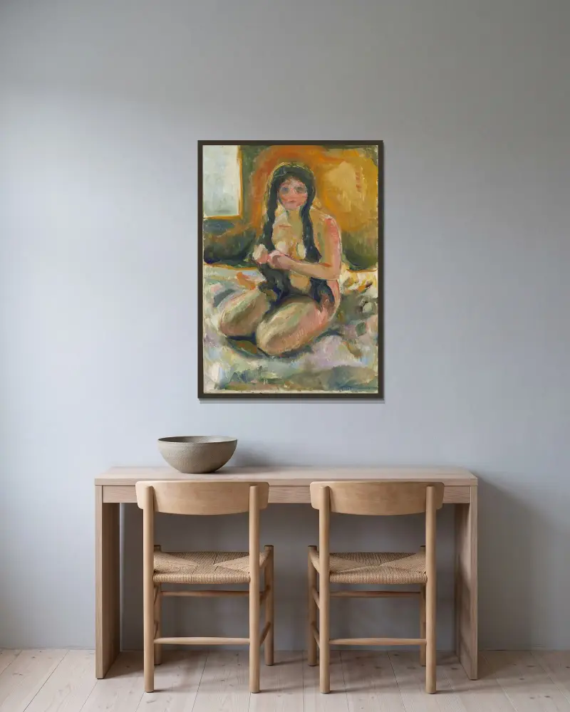 Siedzący akt, Edvard Munch w ramie na ścianie
