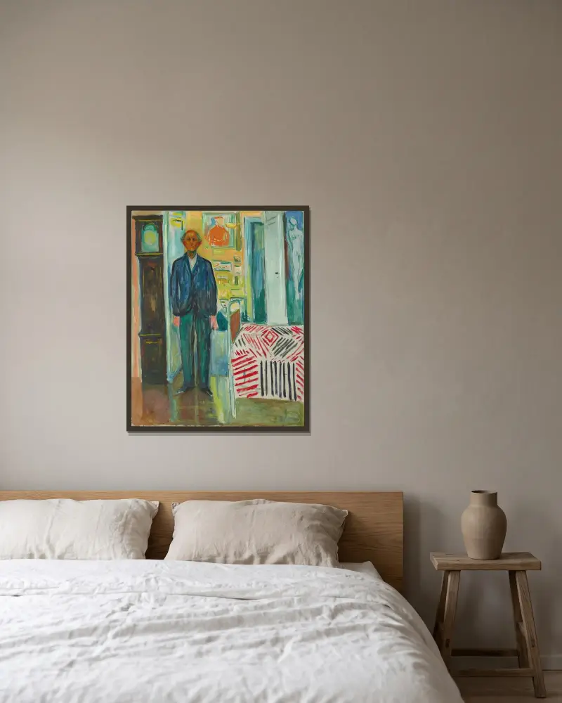 Autoportrét, 1940, Edvard Munch v rámu na stěně