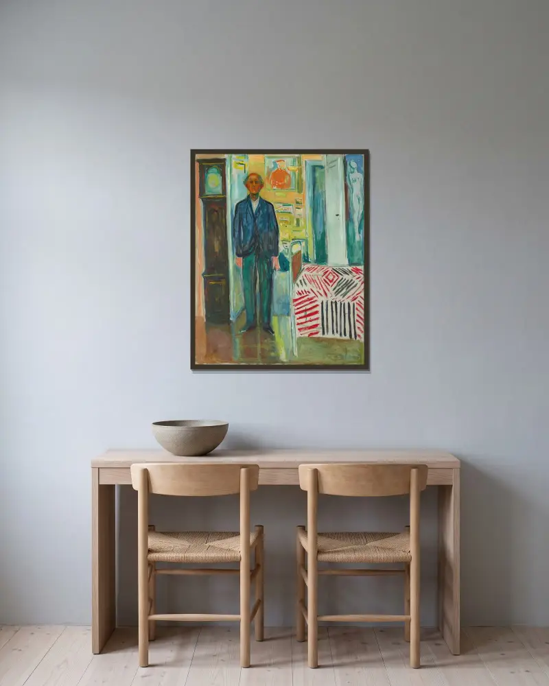 Autoportrét, 1940, Edvard Munch v rámu na stěně