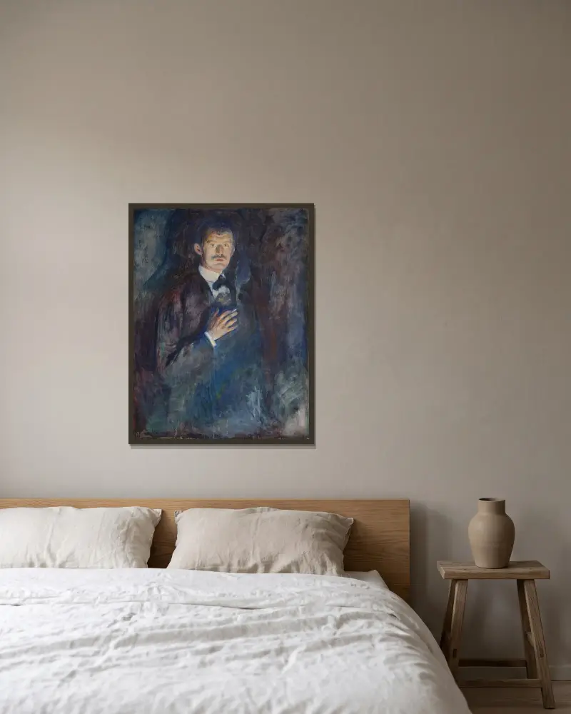 Autoportrét s cigaretou, Edvard Munch v rámu na stěně