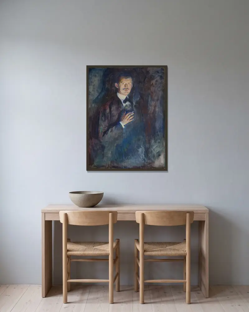 Autoportrét s cigaretou, Edvard Munch v rámu na stěně