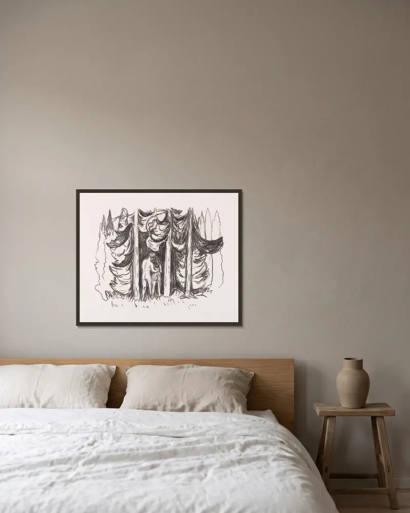 Les, Edvard Munch v rámu na stěně