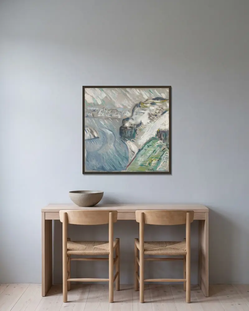 Sněhová bouře nad mořem, Edvard Munch v rámu na stěně