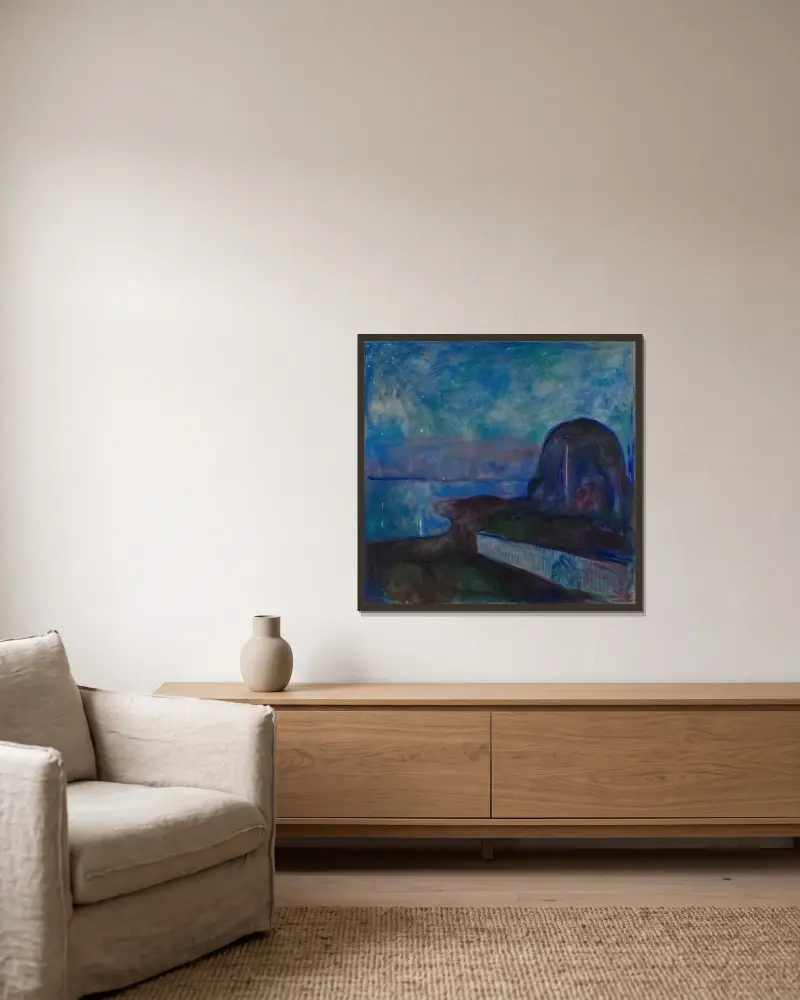 Hvězdná noc, Edvard Munch v rámu na stěně