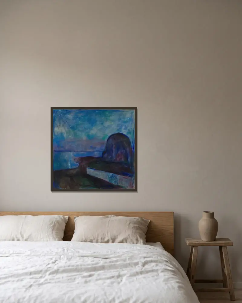Hvězdná noc, Edvard Munch v rámu na stěně