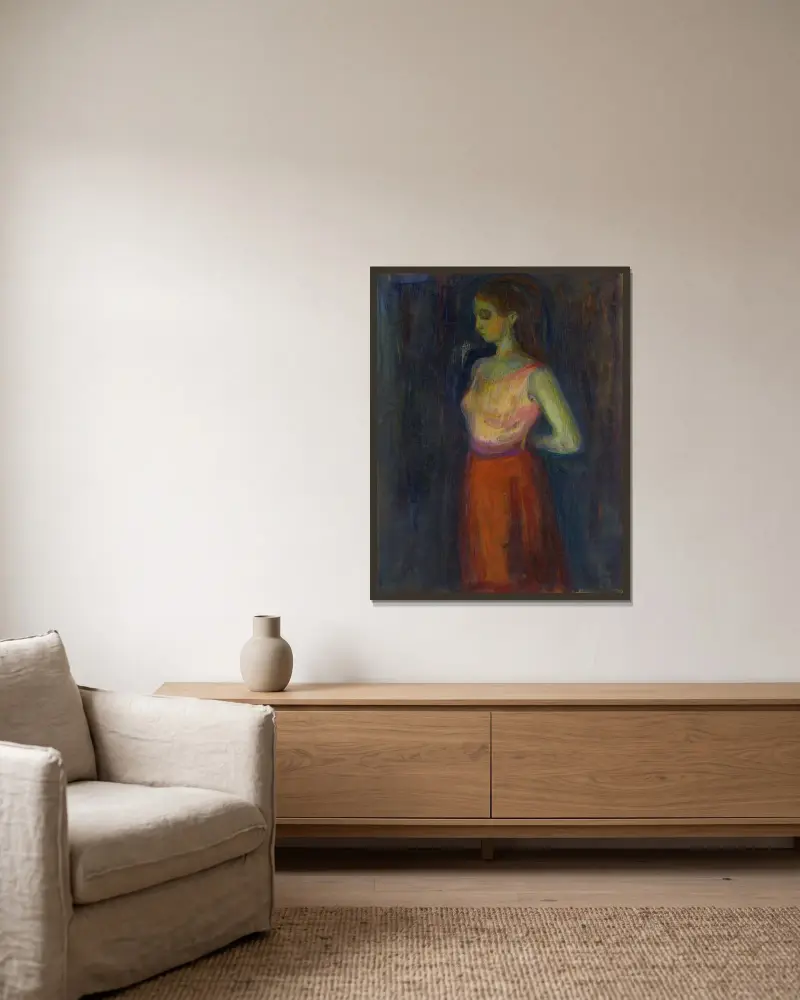 Studie modelky, Edvard Munch v rámu na stěně