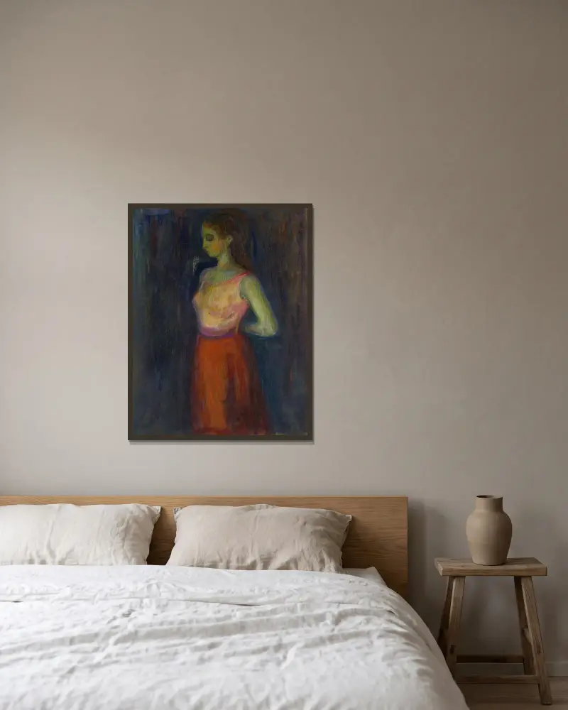 Studie modelky, Edvard Munch v rámu na stěně