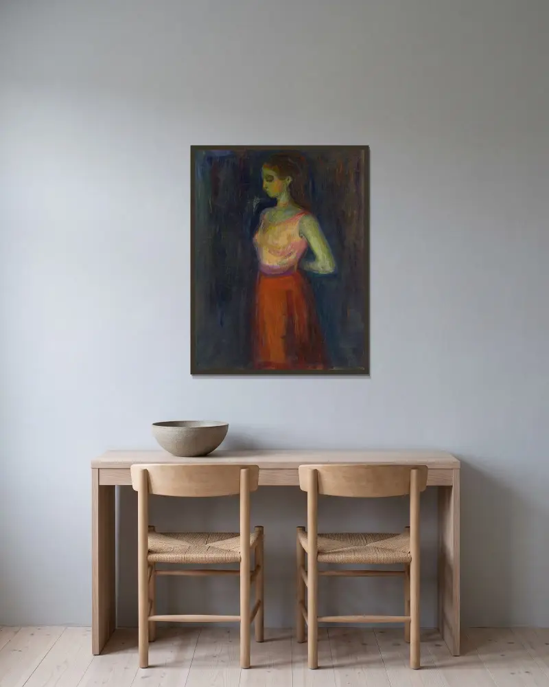 Studie modelky, Edvard Munch v rámu na stěně
