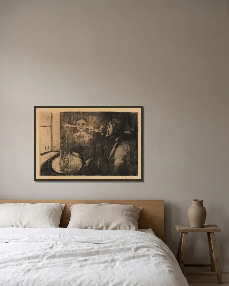 Tête-à-Tête (Plauderstunde) von Edvard Munch gerahmt an einer Wand