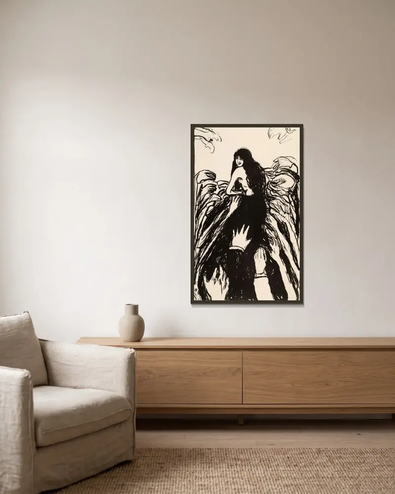 Die Hände, Nr. 1 von Edvard Munch gerahmt an einer Wand