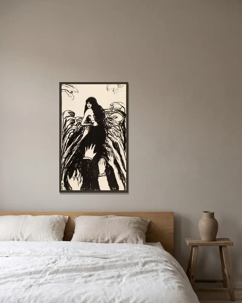 Die Hände, Nr. 1 von Edvard Munch gerahmt an einer Wand