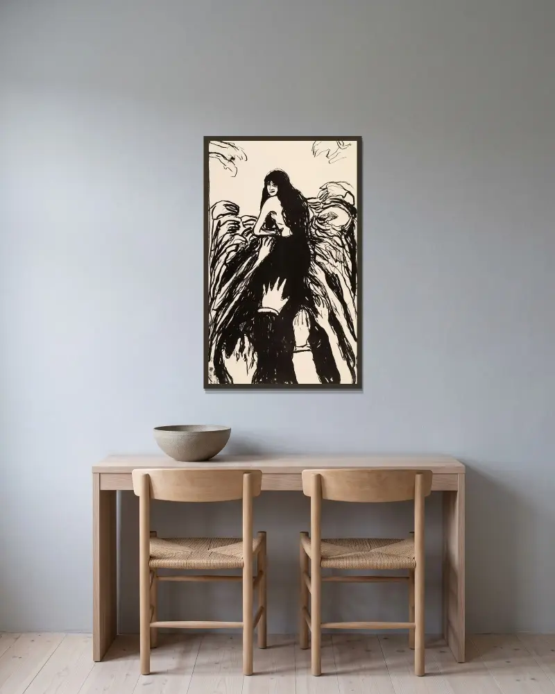 Die Hände, Nr. 1 von Edvard Munch gerahmt an einer Wand