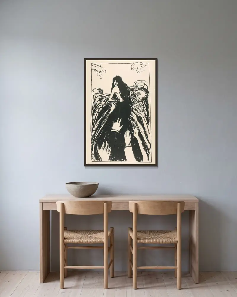 Händerna, 1895, Edvard Munch v rámu na stěně