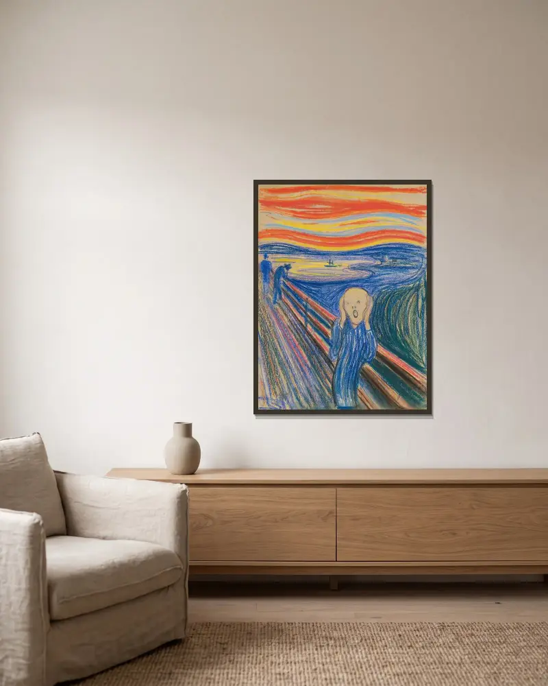 Výkřik, Edvard Munch v rámu na stěně