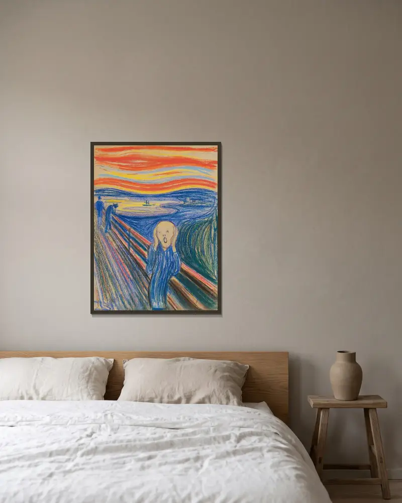 Výkřik, Edvard Munch v rámu na stěně
