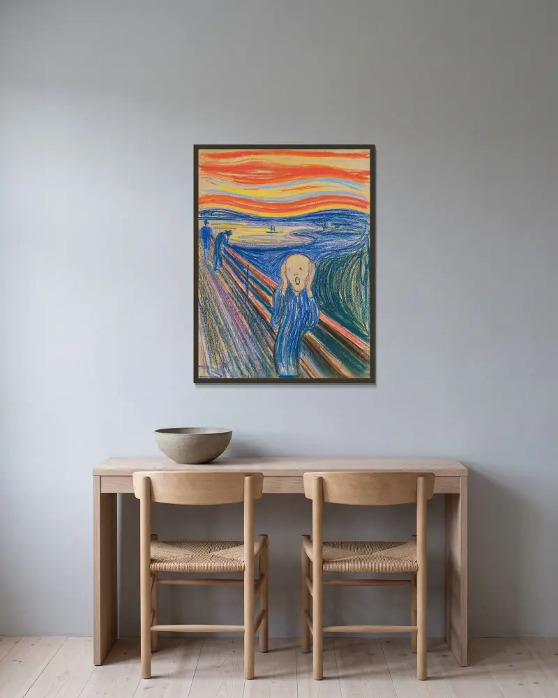 Výkřik, Edvard Munch v rámu na stěně
