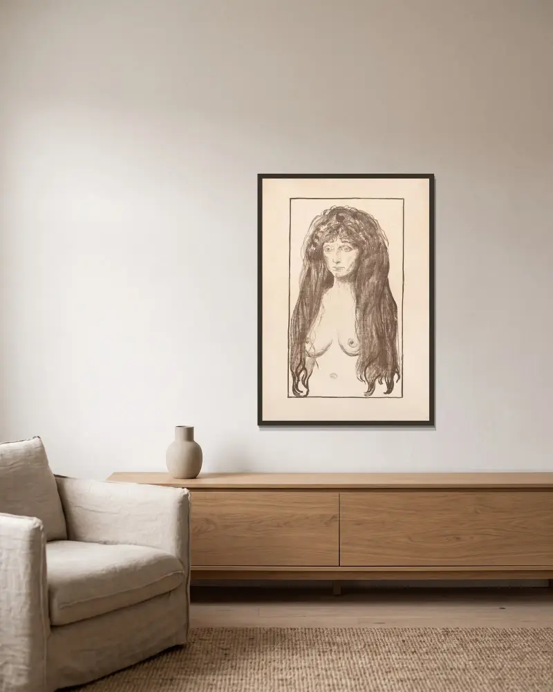Hřích, 1902 – č. 1, Edvard Munch v rámu na stěně