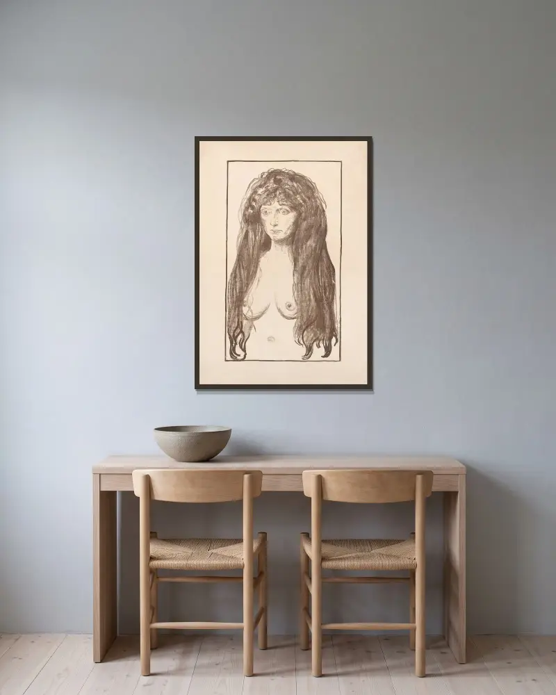Hřích, 1902 – č. 1, Edvard Munch v rámu na stěně