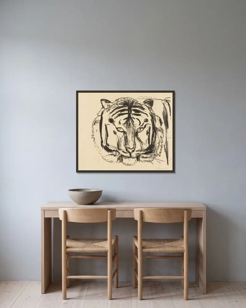 Tygří hlava II, Edvard Munch v rámu na stěně