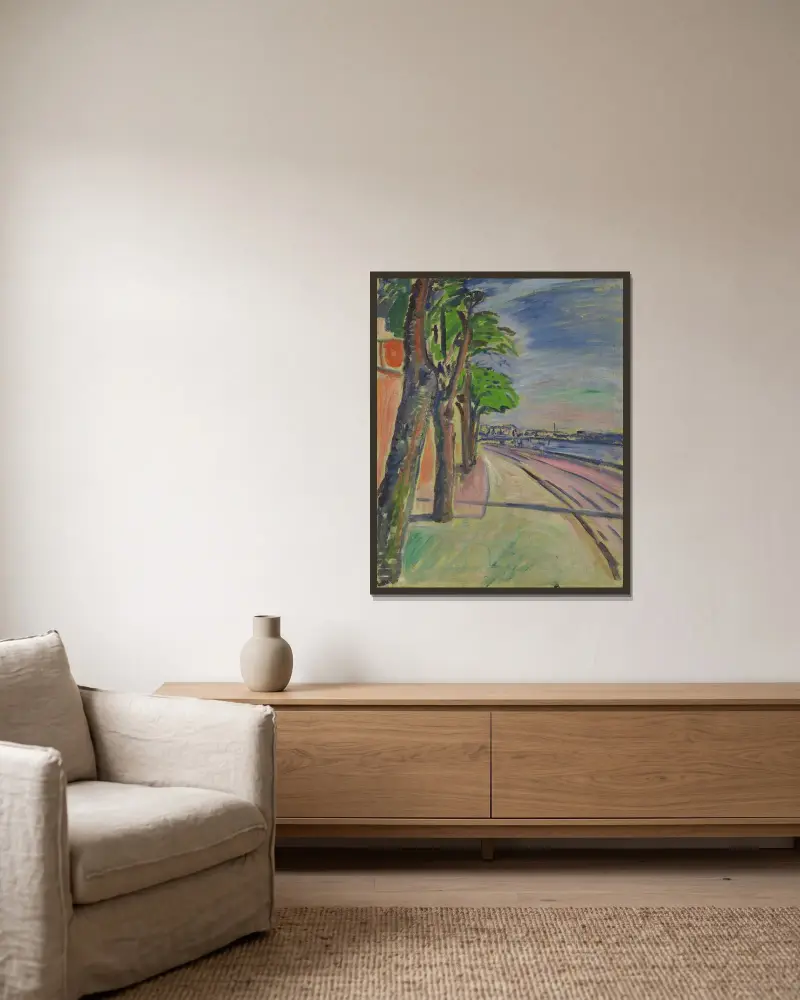 Stromy u kanálu, Edvard Munch v rámu na stěně
