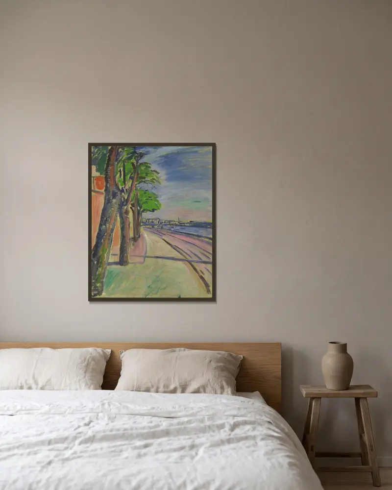Stromy u kanálu, Edvard Munch v rámu na stěně