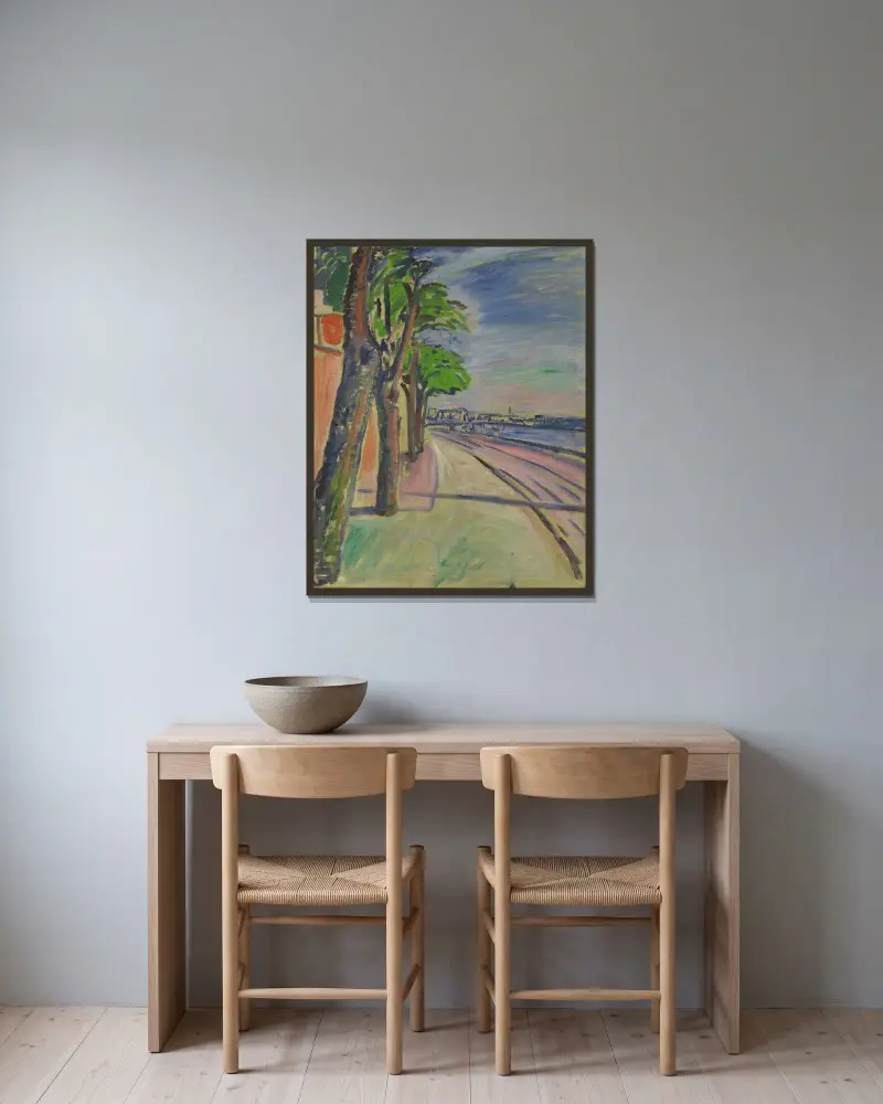 Stromy u kanálu, Edvard Munch v rámu na stěně
