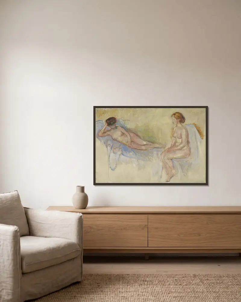 Dvě nahé figury, Edvard Munch v rámu na stěně