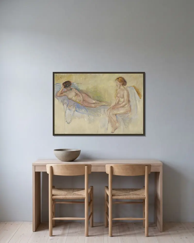 Dvě nahé figury, Edvard Munch v rámu na stěně