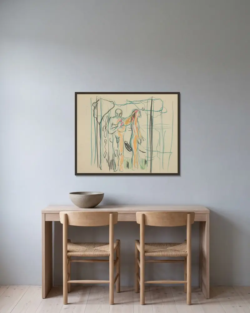 Utan titel 21 von Edvard Munch gerahmt an einer Wand