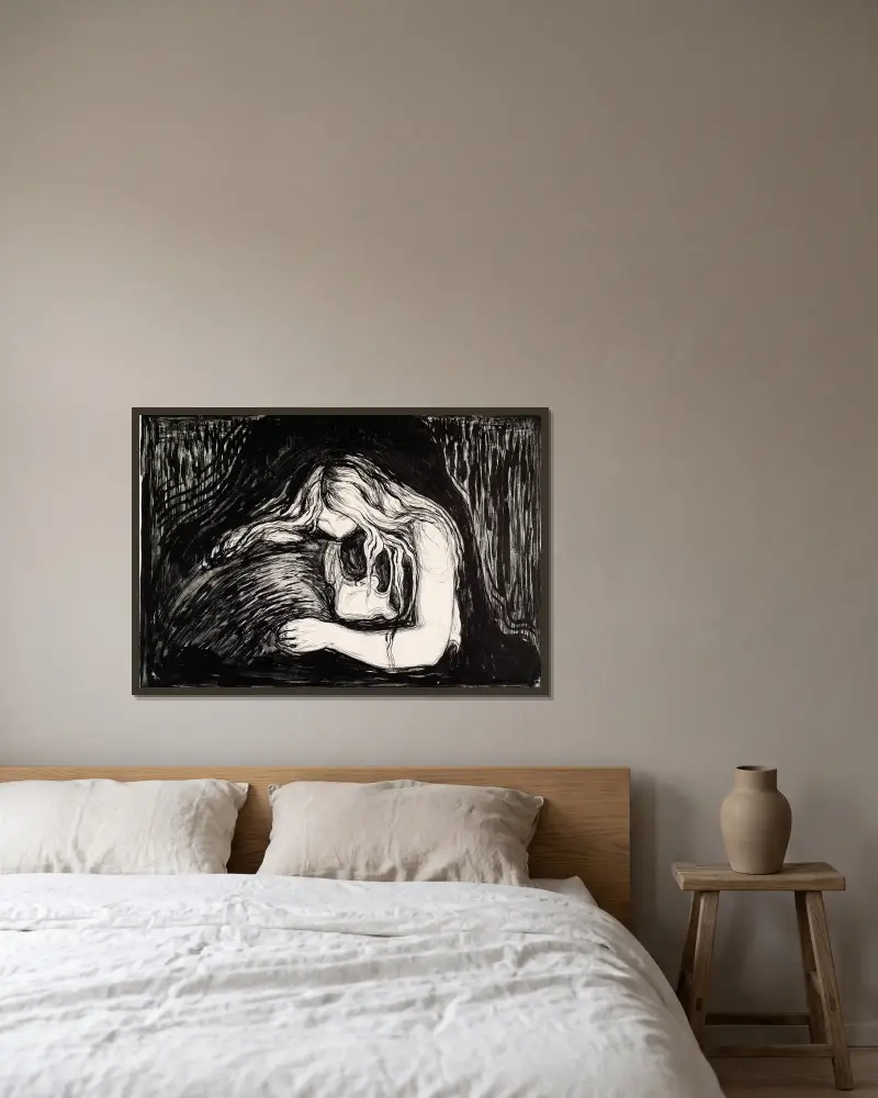Wampir I, Edvard Munch w ramie na ścianie