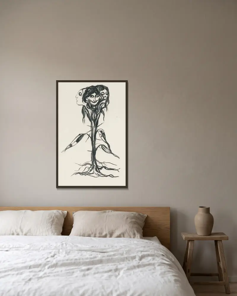 Vinjett; Amaryllis, Edvard Munch v rámu na stěně