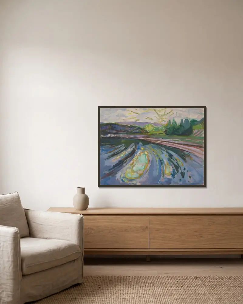 Fale uderzające o brzeg, Edvard Munch w ramie na ścianie