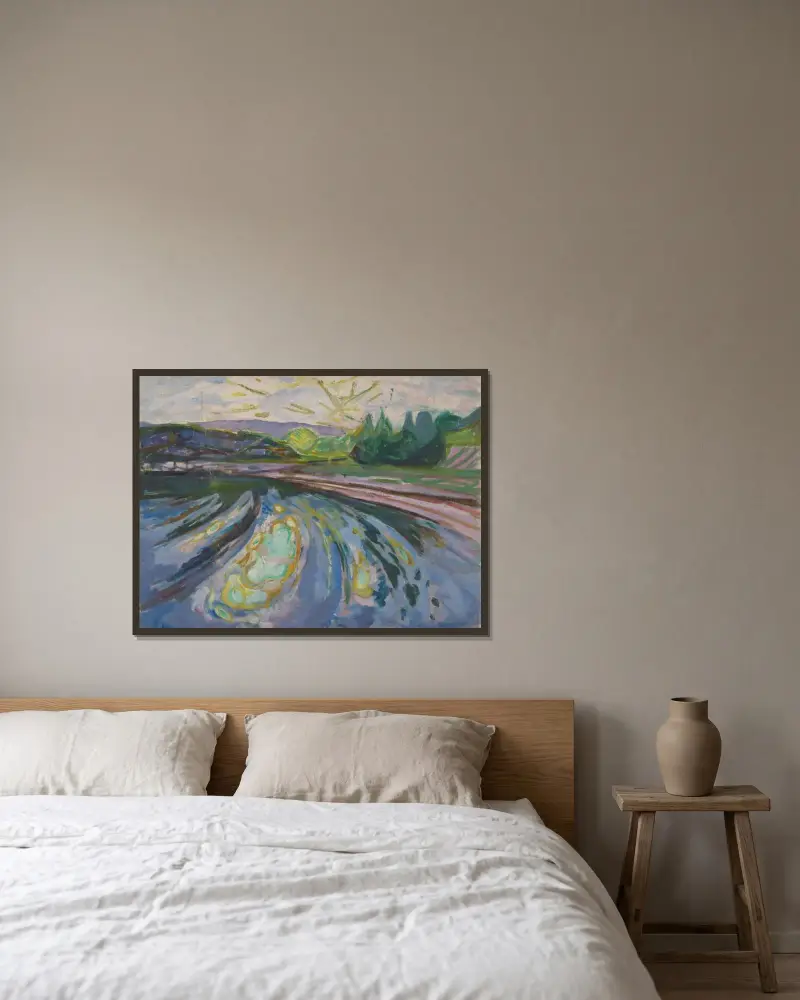 Fale uderzające o brzeg, Edvard Munch w ramie na ścianie