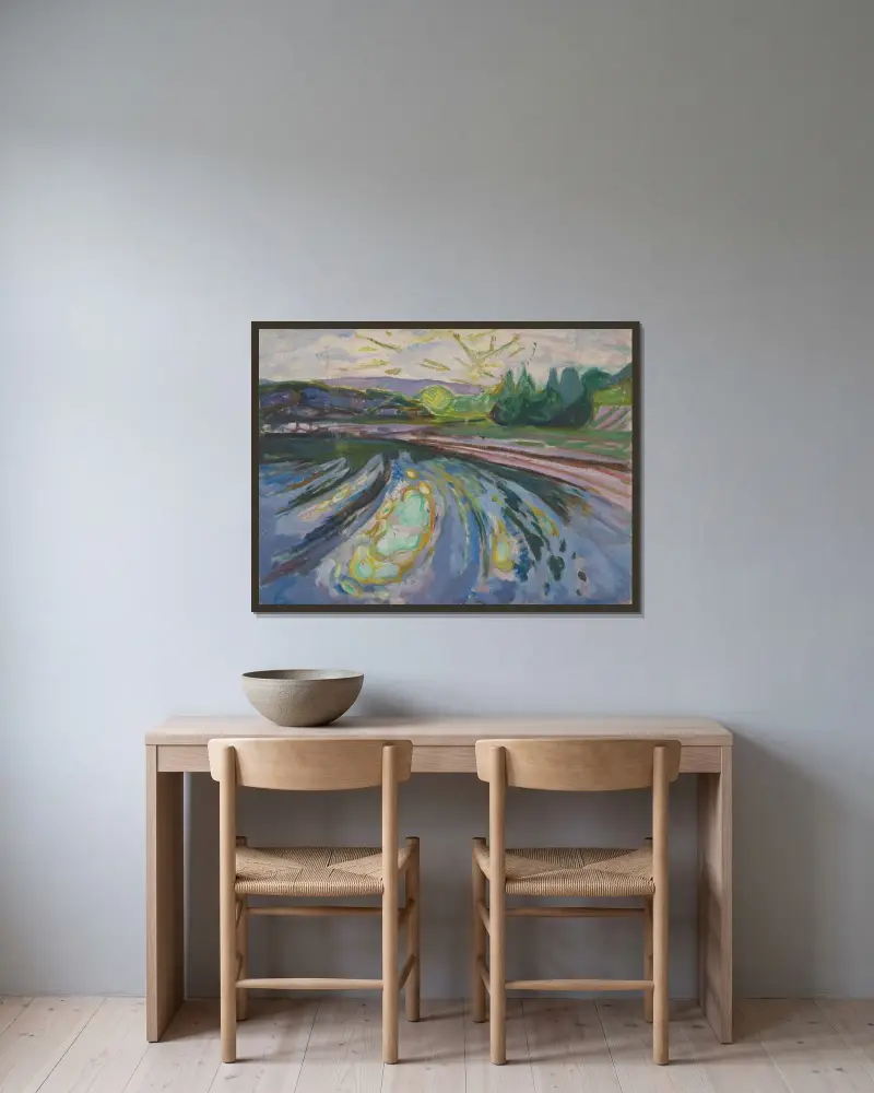 Fale uderzające o brzeg, Edvard Munch w ramie na ścianie