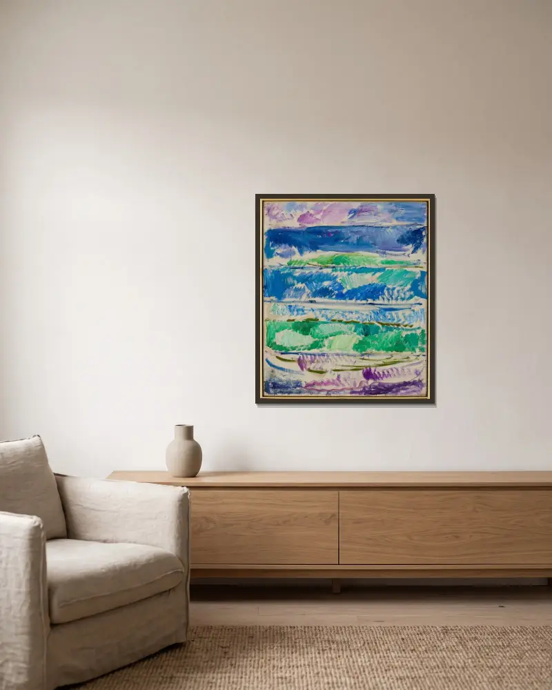 Waves av Edvard Munch inramad på en vägg