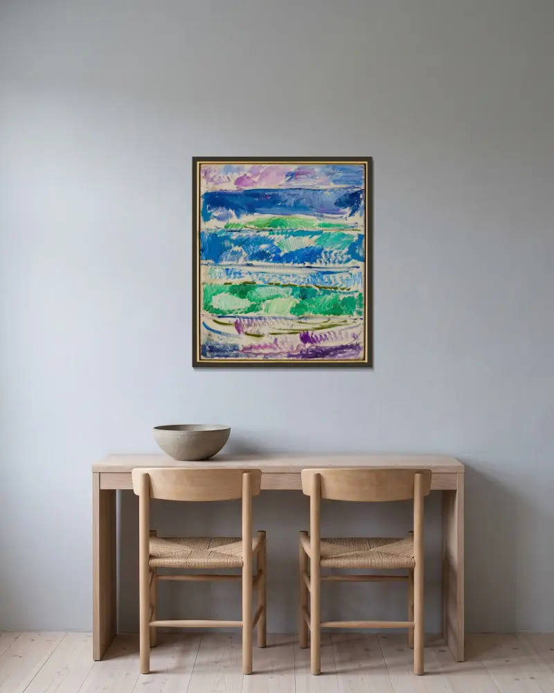 Waves av Edvard Munch inramad på en vägg