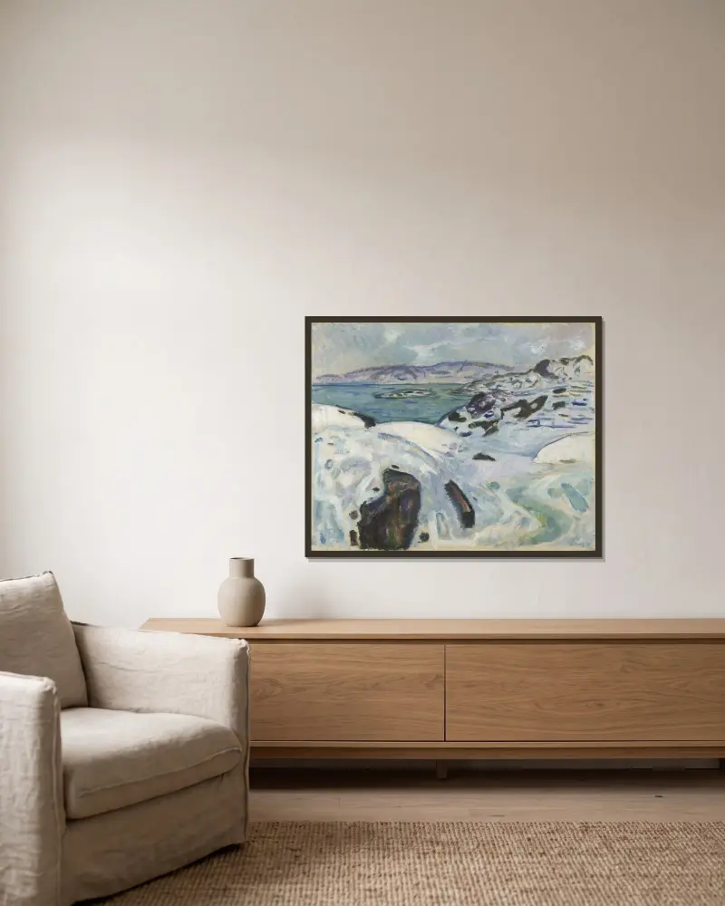 Zima na fjordu, Edvard Munch v rámu na stěně